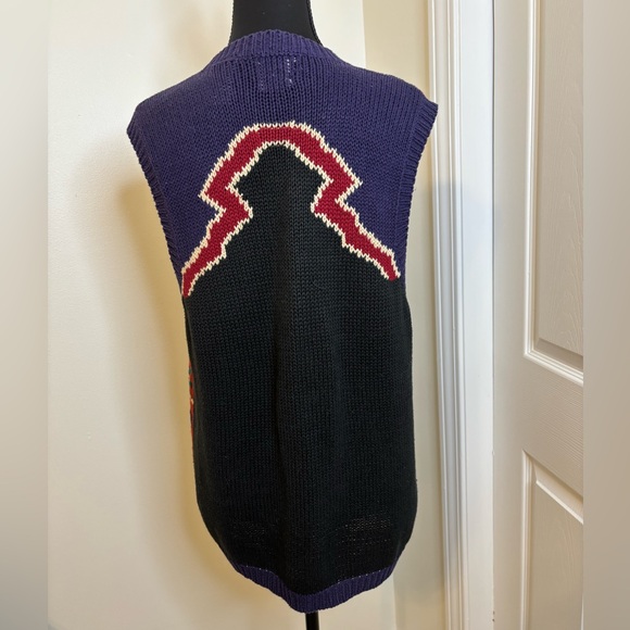 CHU Colorful hand Knit grandma cardigan Vest Size Small. - Picture 4 of 8